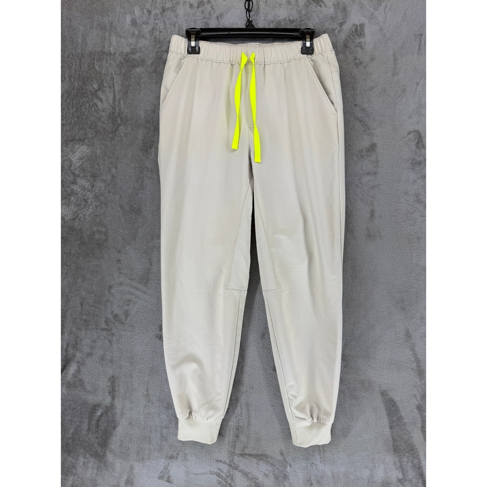 FIGS Tansen Jogger Scrub Pants Sand Beige Neon Yellow Drawstring 1000203 Mens S